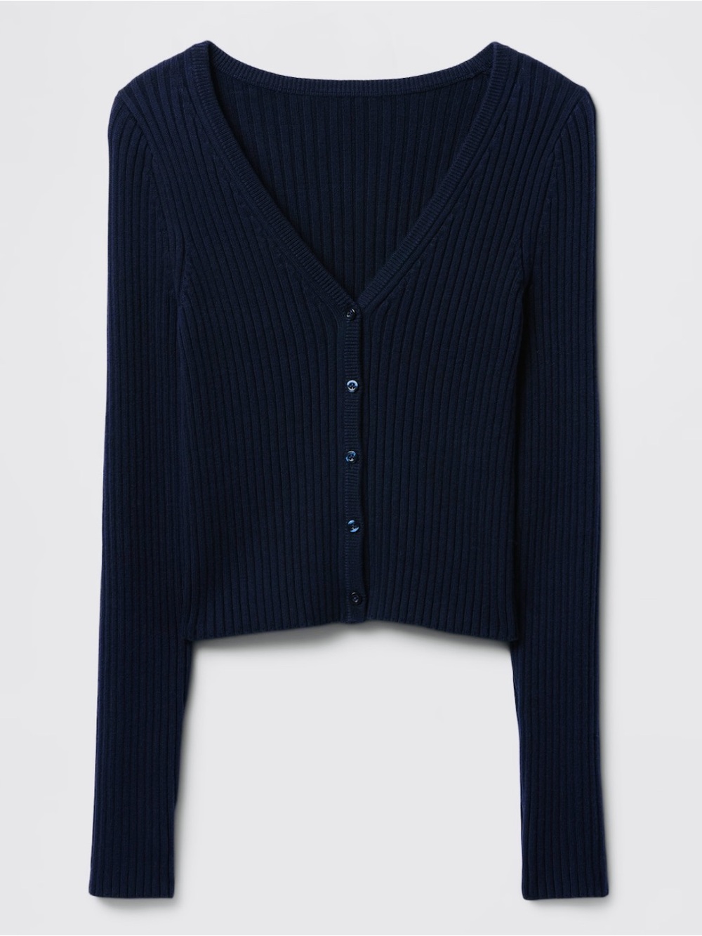 GAP Navy Blue Cropped Ribbed V-Neck Button Cardigan, Large